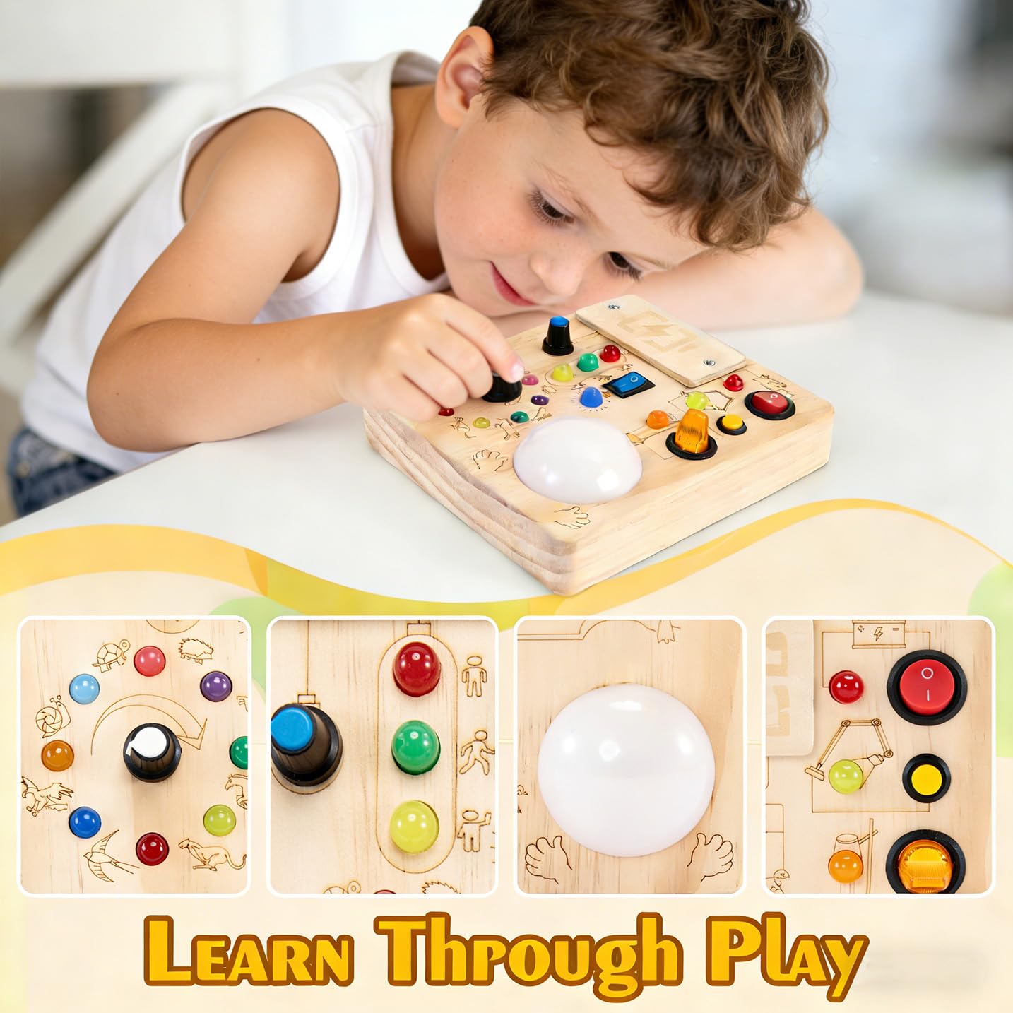 Montessori Busy Board With LED Traffic Light