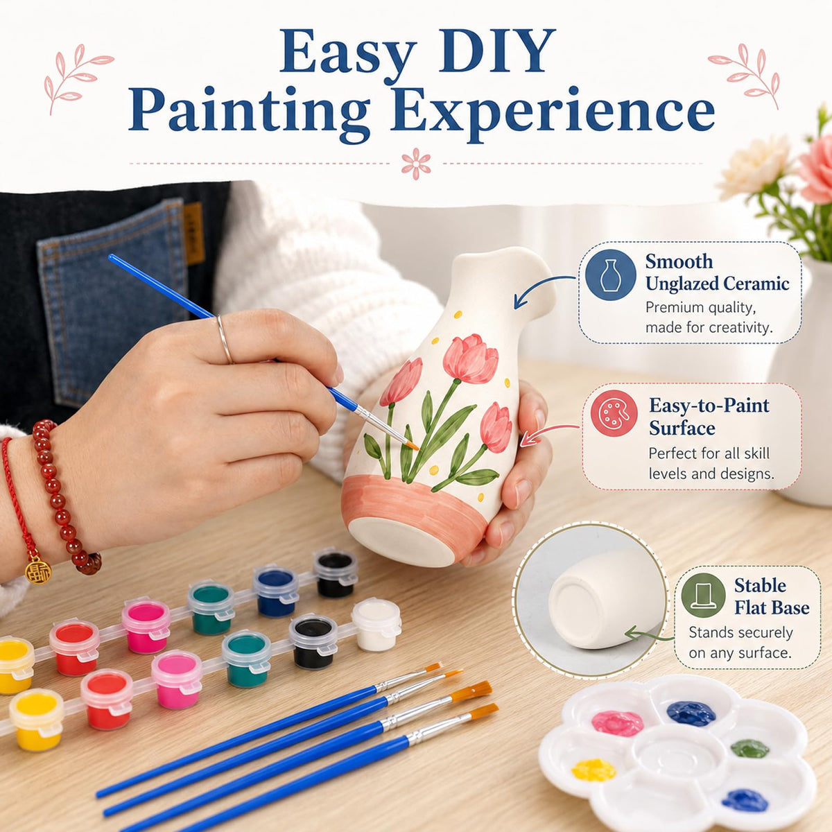 DIY Ceramic Vase Painting Kit 12-Piece Set
