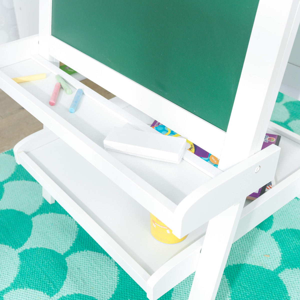Wooden Kids Easel With Chalkboard & Dry Erase