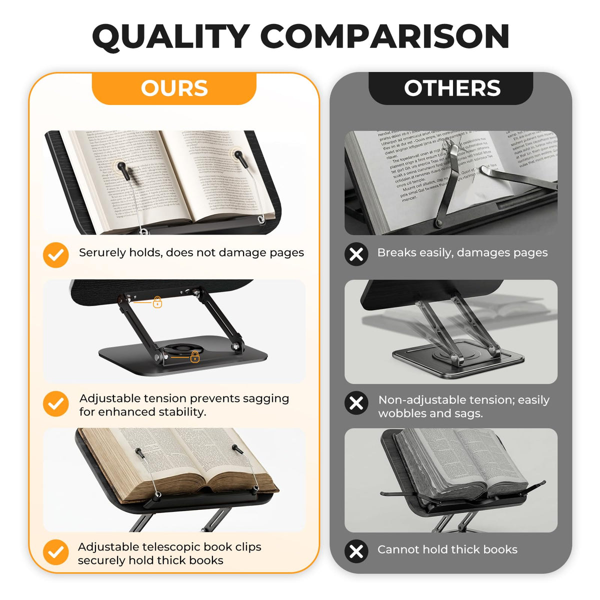 Adjustable Book Stand With 360° Rotating Base