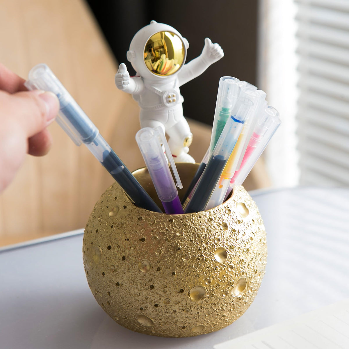 Astronaut Pen Holder With Decorative Desk Storage