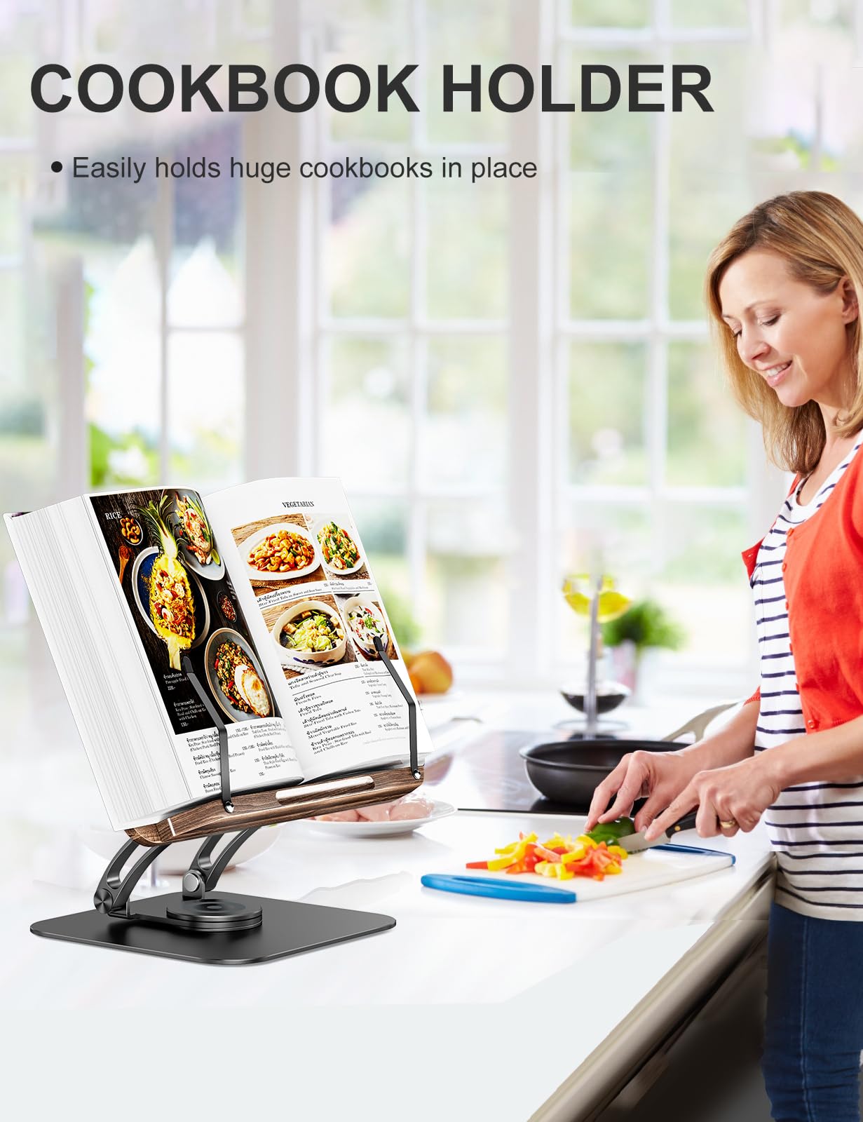 Adjustable Book Stand With 360° Swivel Base