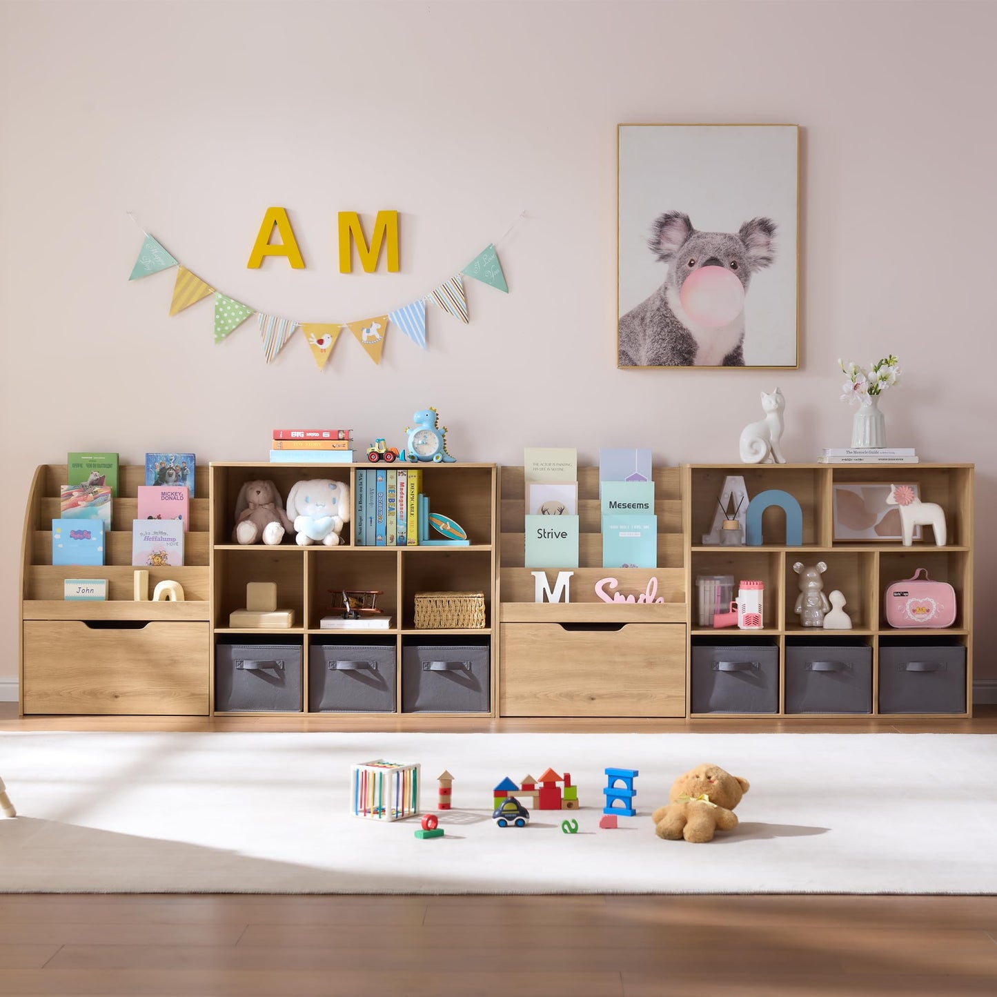 Kids Toy Storage Organizer With Bookshelf & Drawers