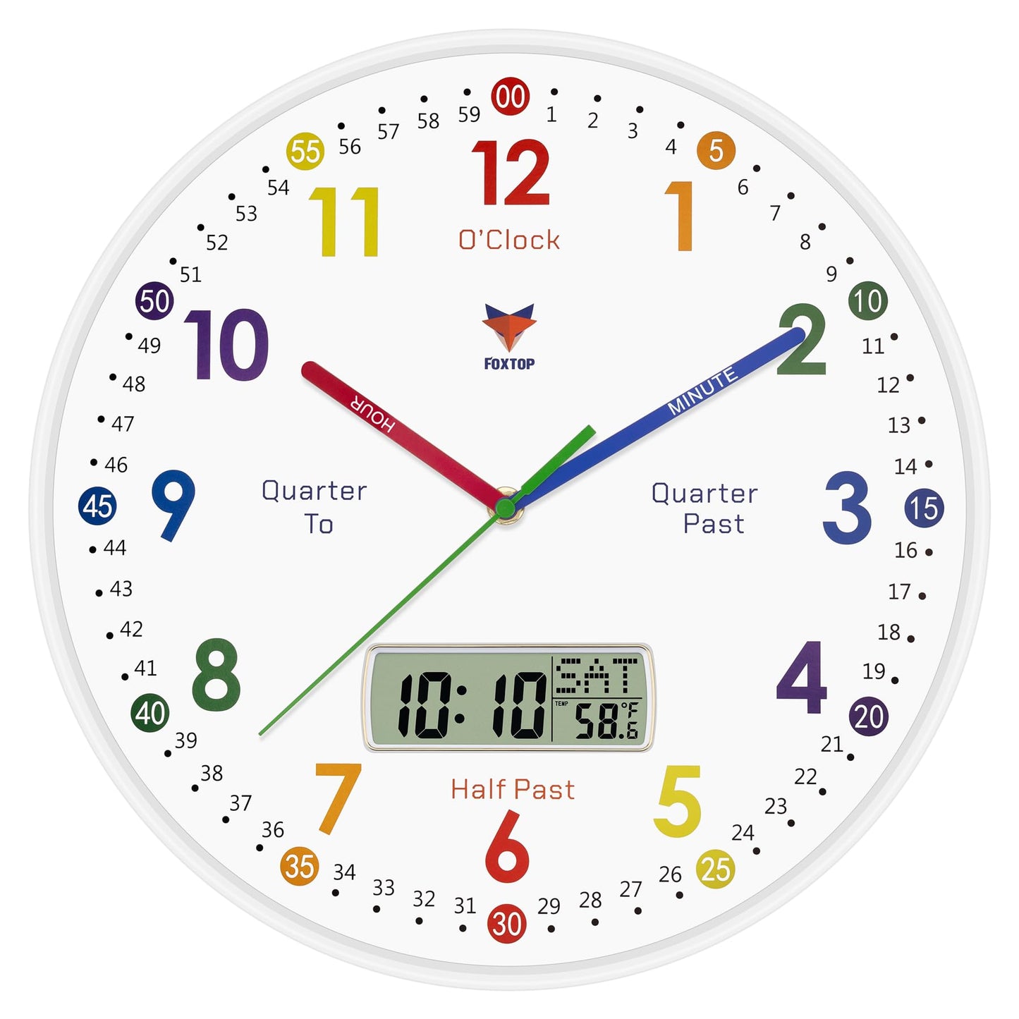 Silent Learning Wall Clock for Kids’ Time Practice