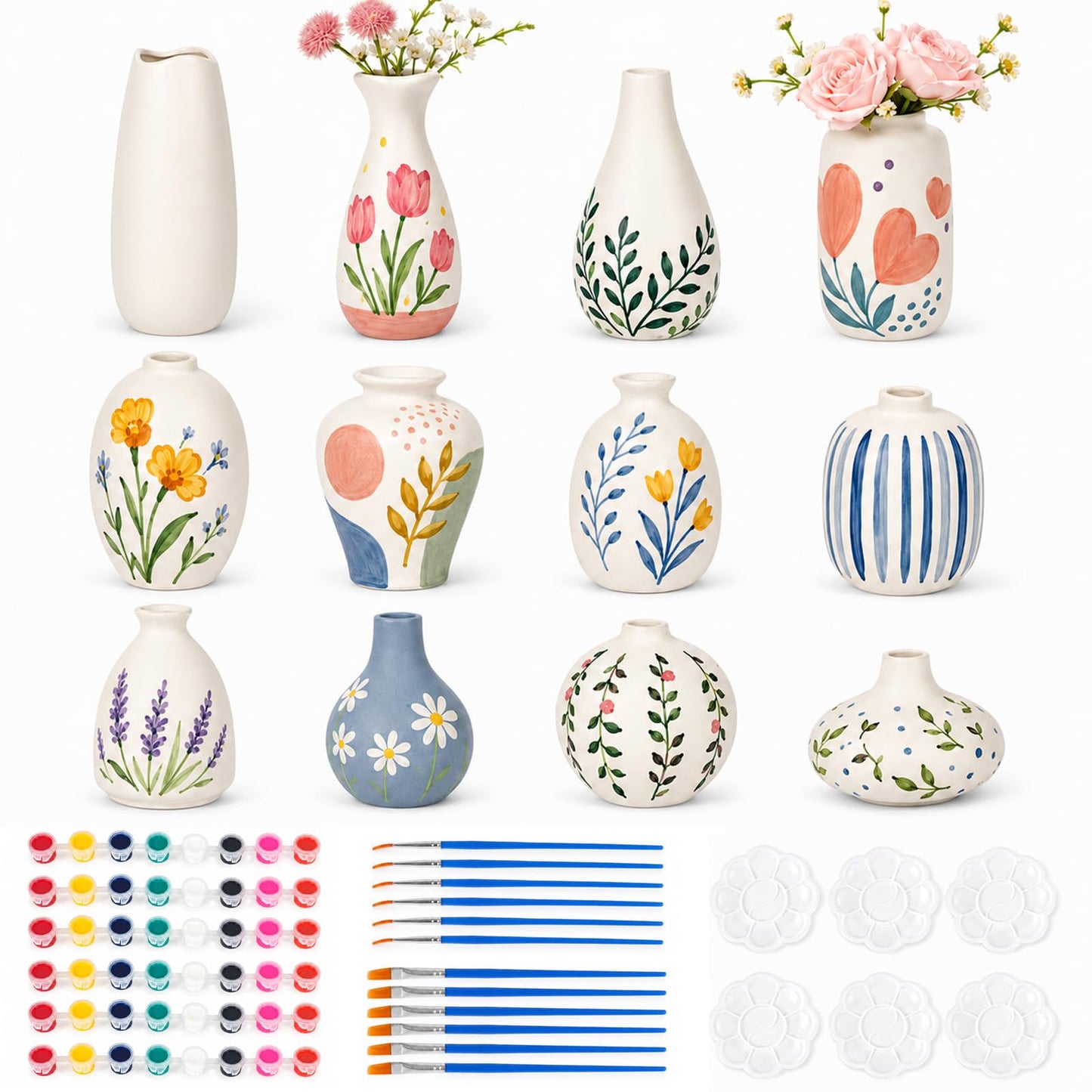 DIY Ceramic Vase Painting Kit 12-Piece Set