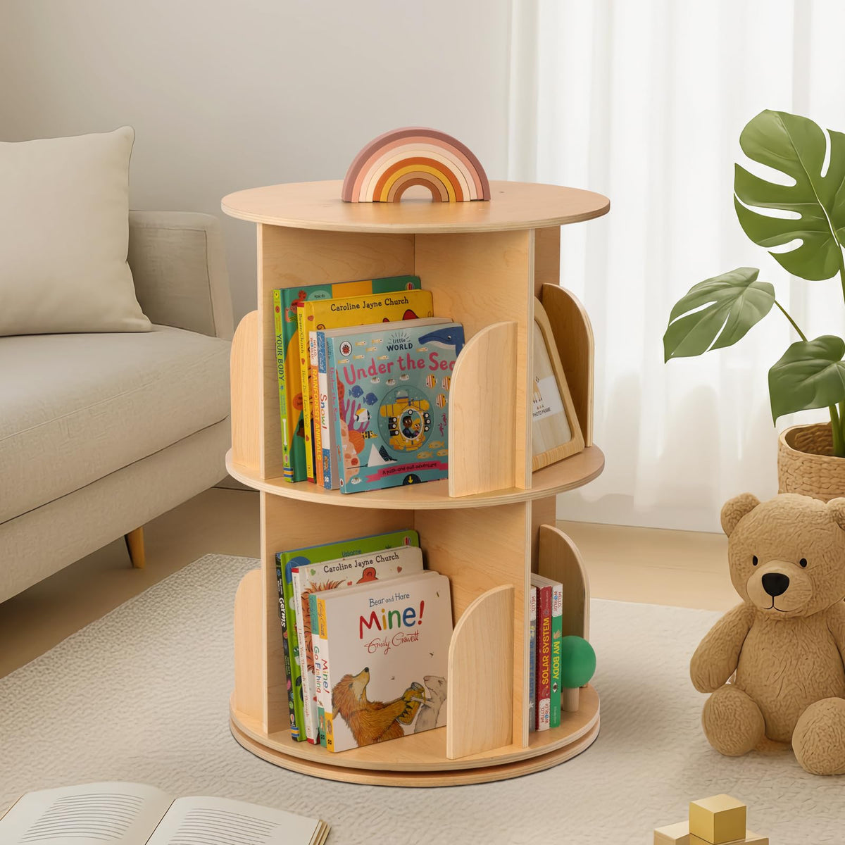 Rotating Bookshelf Tower for Kids’ Book Storage