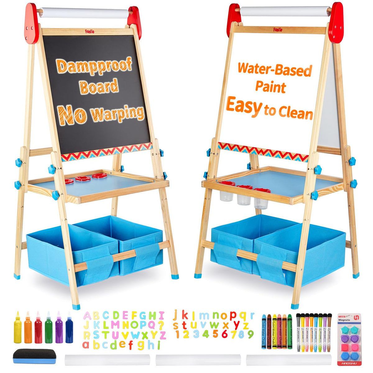 Adjustable Kids Art Easel With Anti-Warp Design