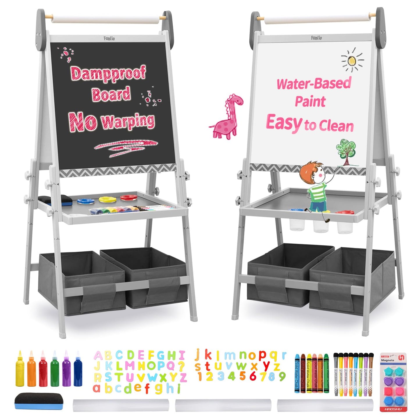 Adjustable Kids Art Easel With Anti-Warp Design