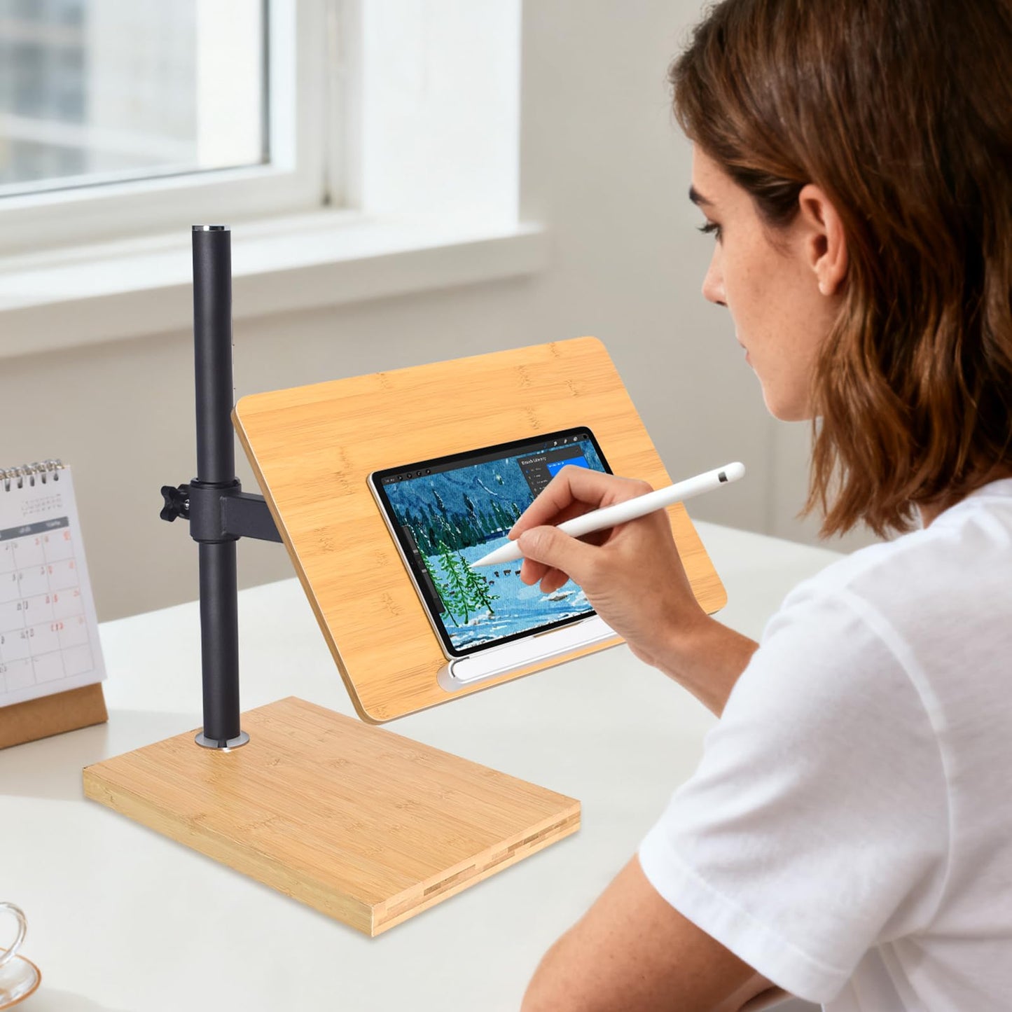 Adjustable Bamboo Book Stand With Stable Base