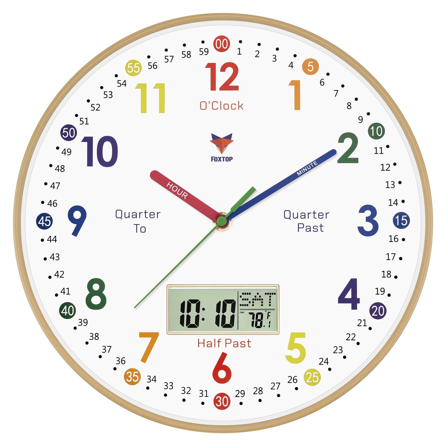 Silent Learning Wall Clock for Kids’ Time Practice