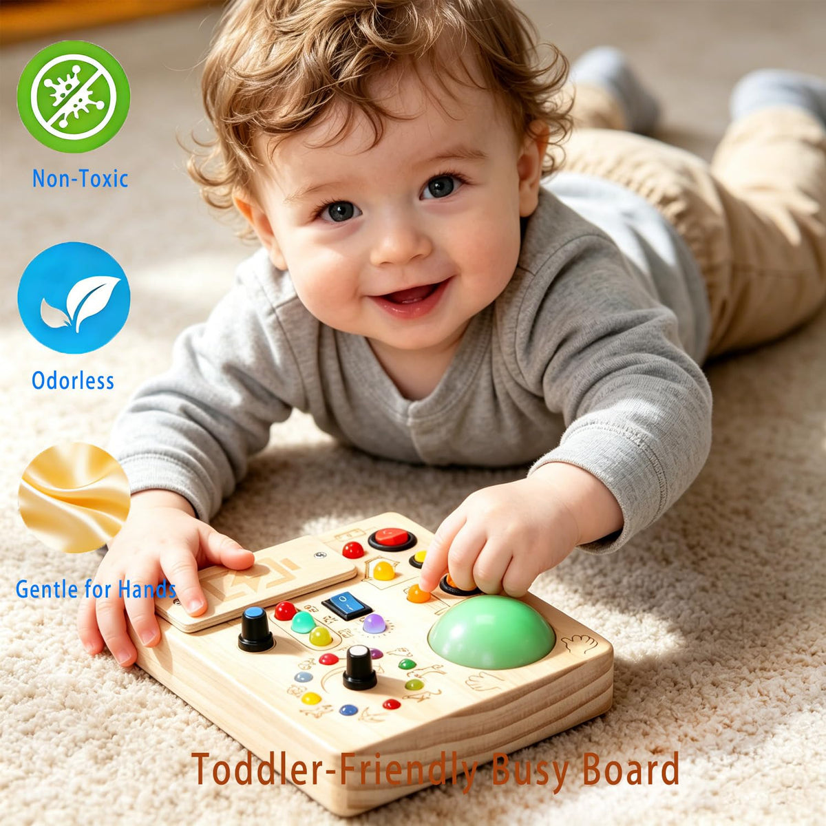Montessori Busy Board With LED Traffic Light