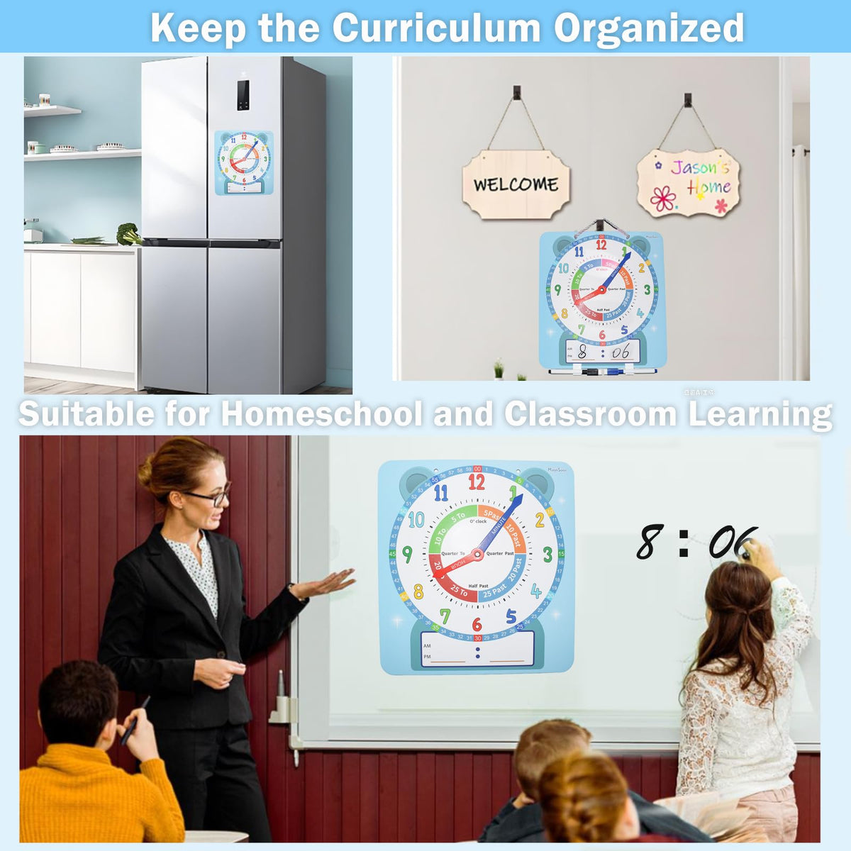 Magnetic Teaching Clock With Dry Erase Surface