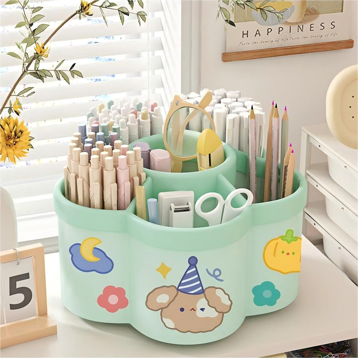 360° Rotating Pen Holder With 6 Storage Slots