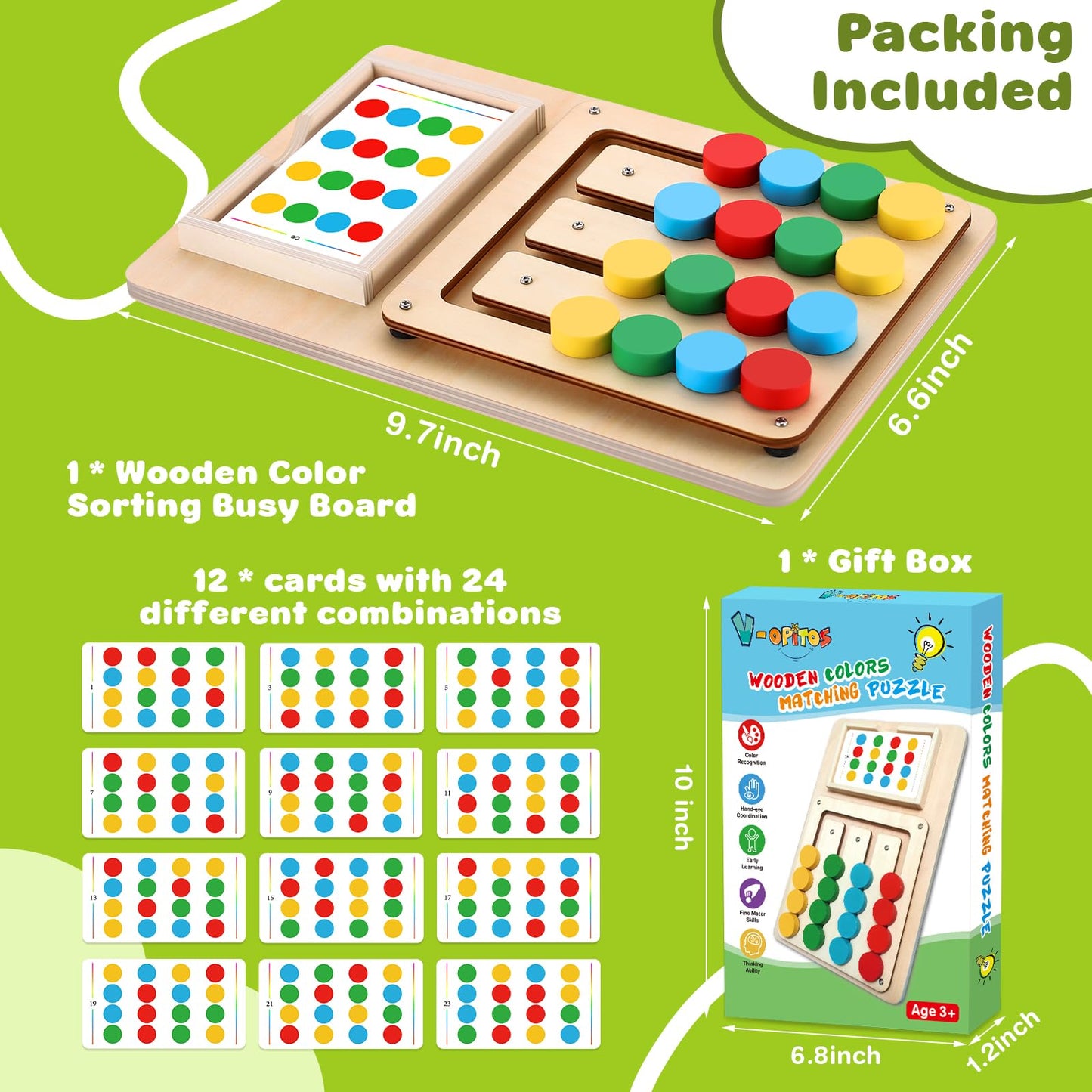 Montessori Color Matching Puzzle for Kids Ages 3–7