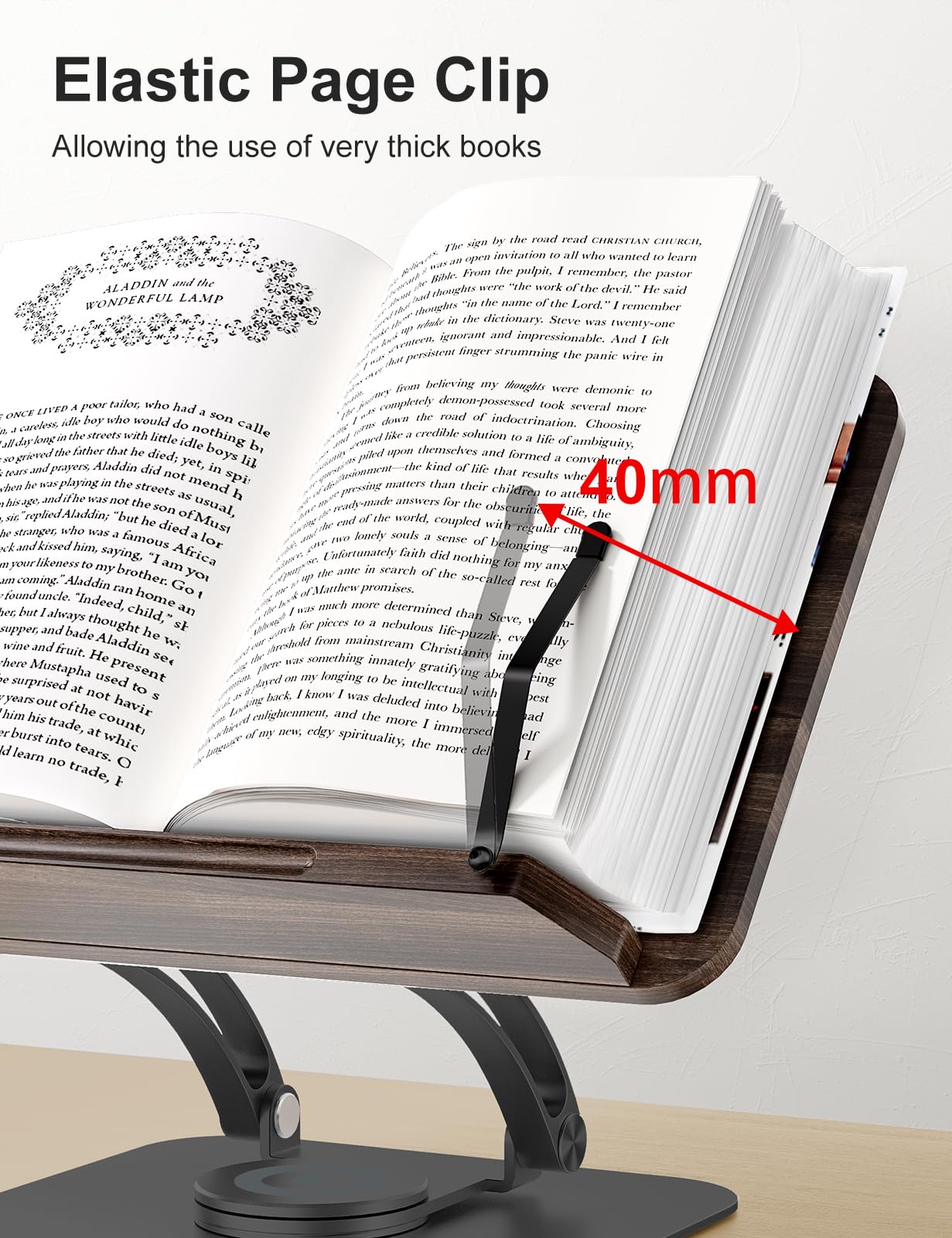 Adjustable Book Stand With 360° Swivel Base