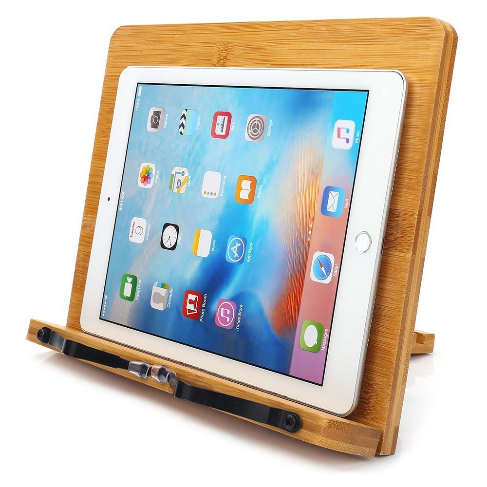 Bamboo Book Stand for Reading & Cookbooks