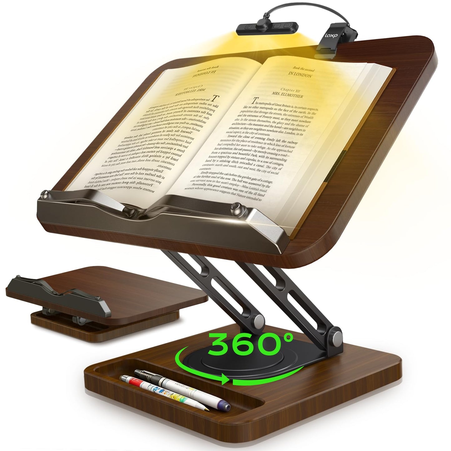 Adjustable Book Stand With Page Holders