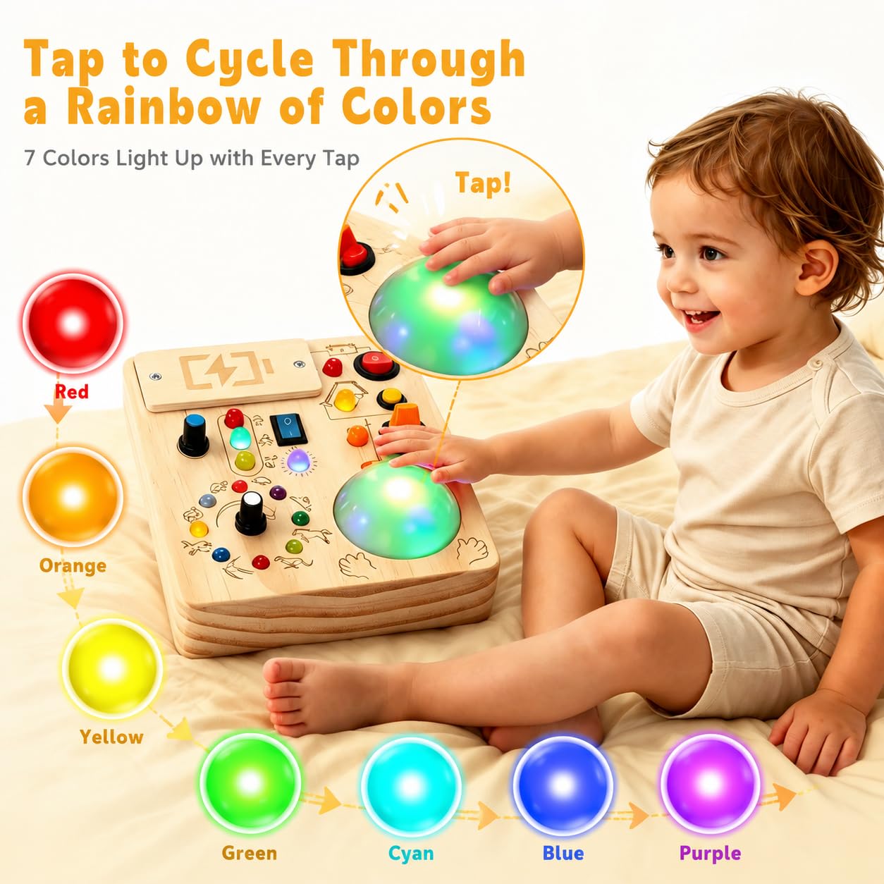 Montessori Busy Board With LED Traffic Light