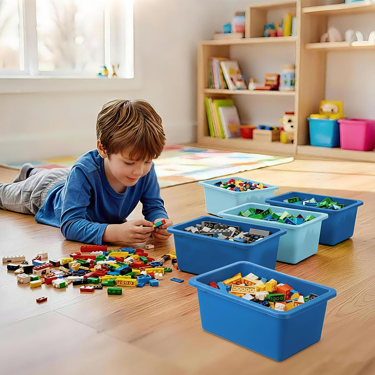 Plastic Cubby Storage Bins 12-Piece Set