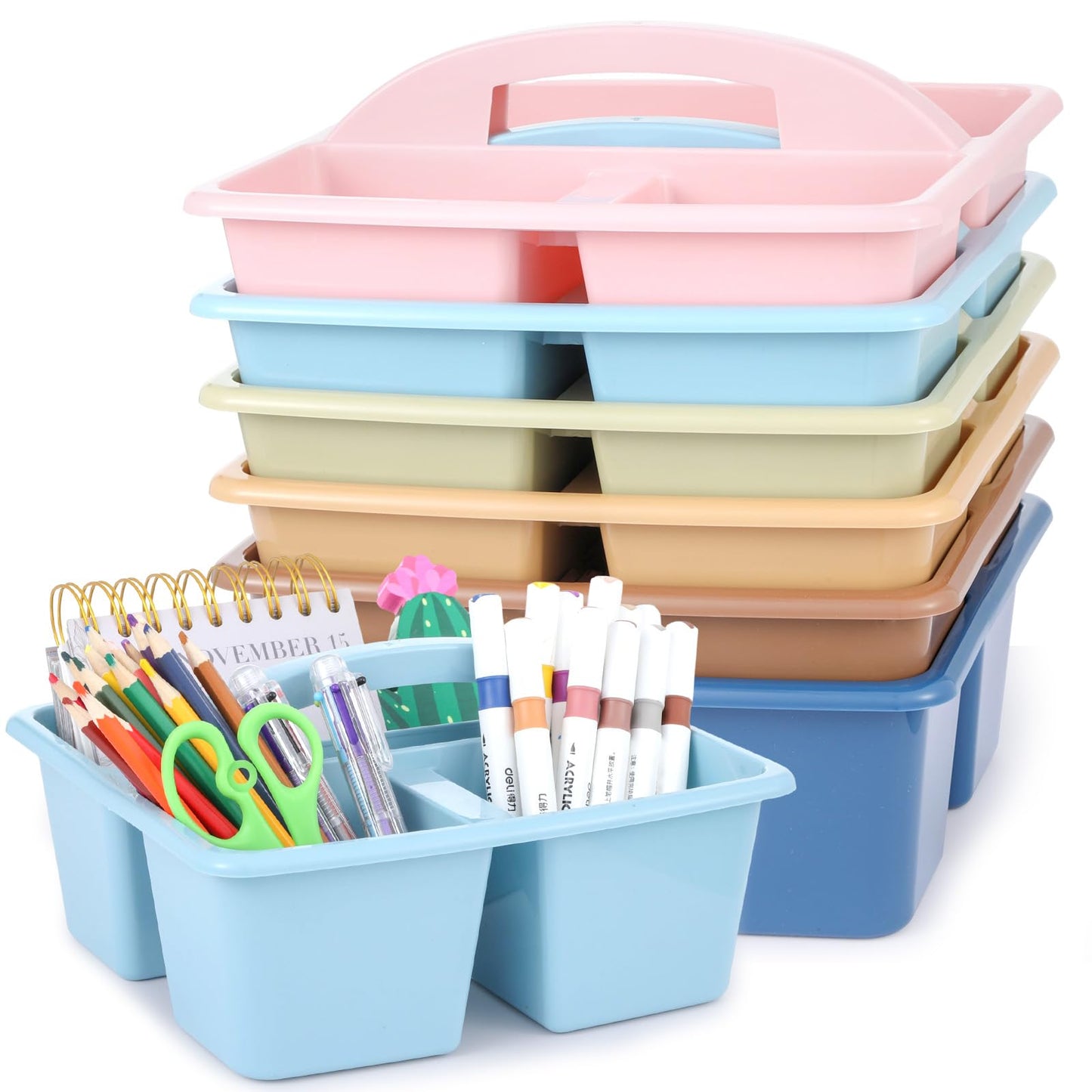 Classroom Storage Caddy 6-Pack With 3 Compartments