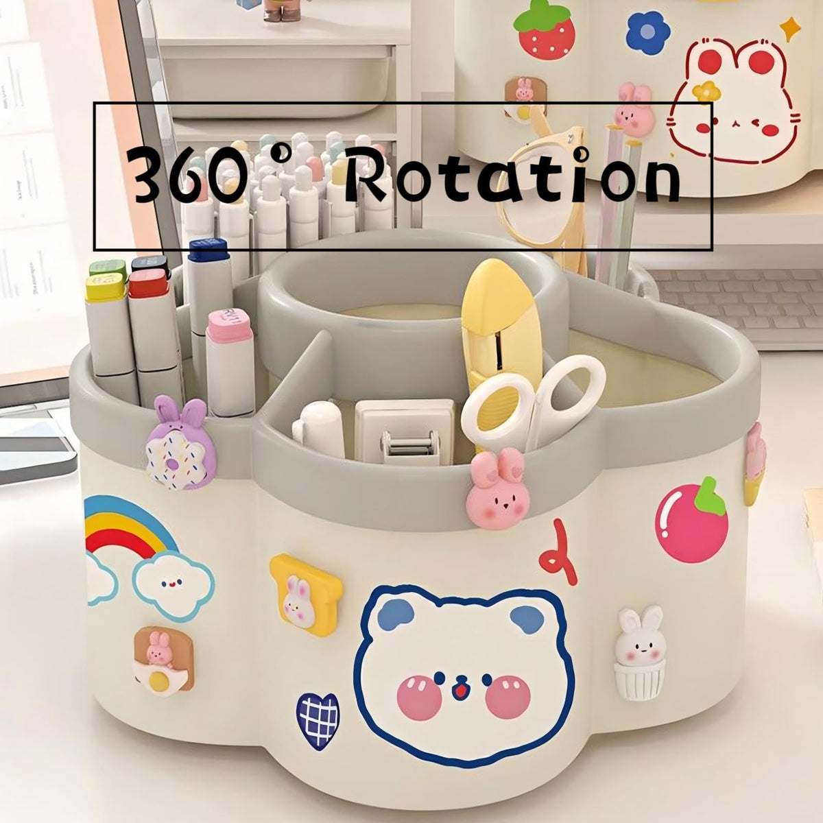 360° Rotating Pen Holder With 6 Storage Slots