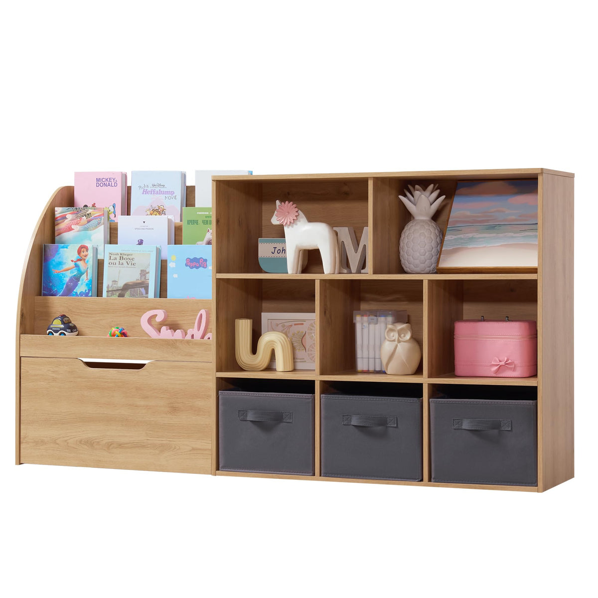 Kids Toy Storage Organizer With Bookshelf & Drawers