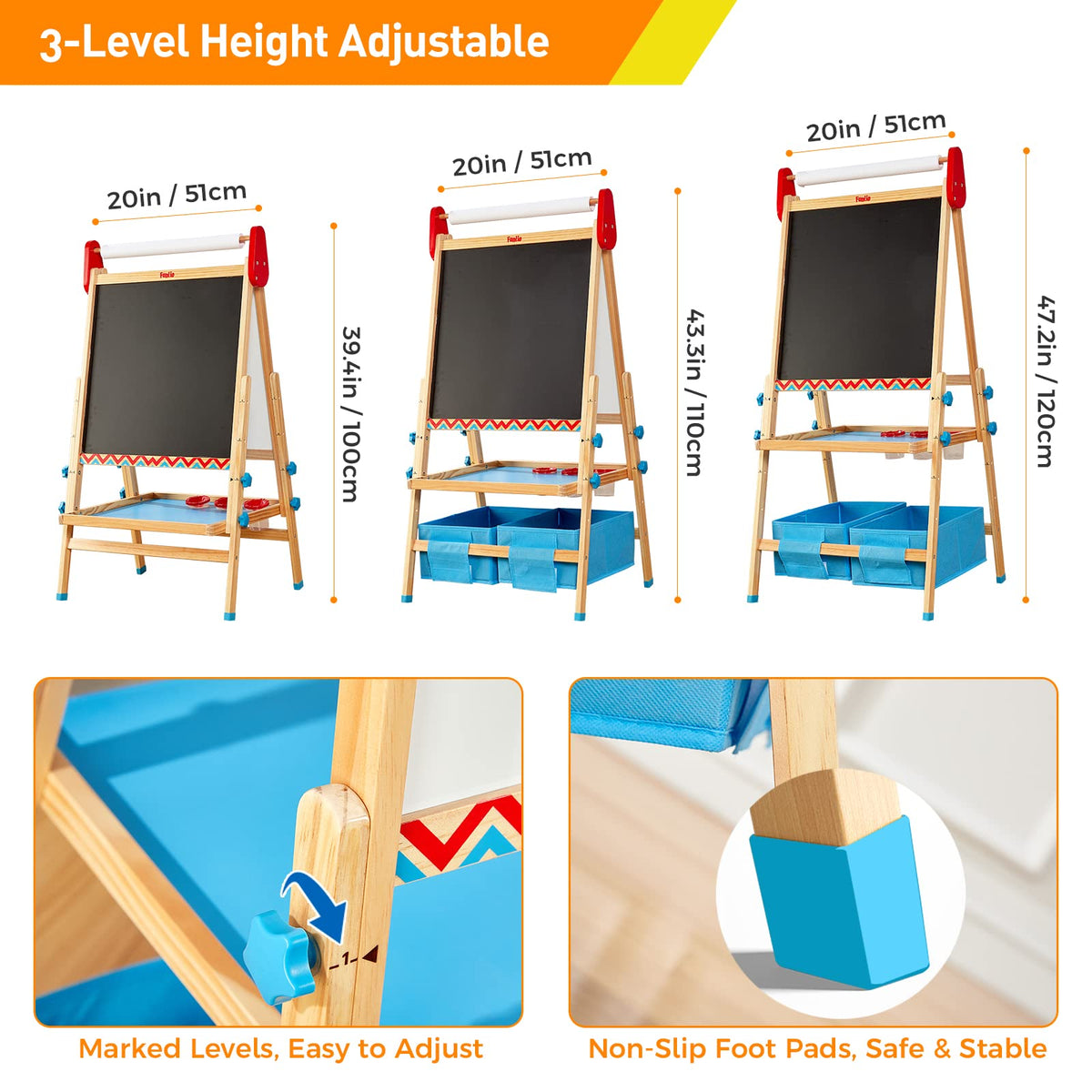 Adjustable Kids Art Easel With Anti-Warp Design
