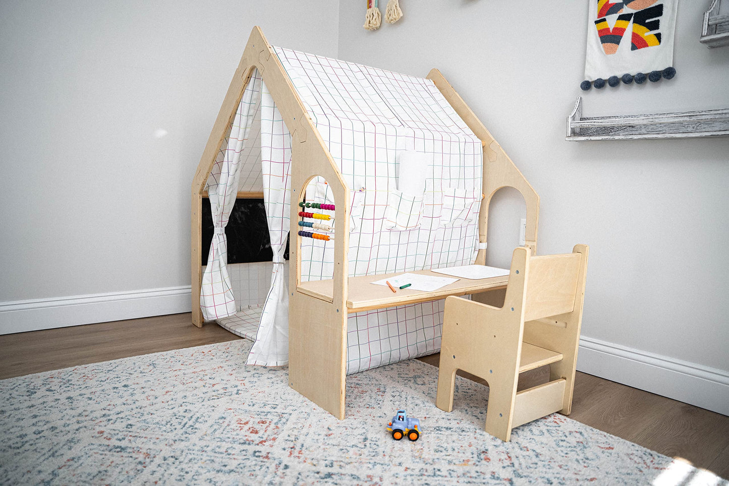 5-in-1 Montessori Wooden Playhouse With Desk