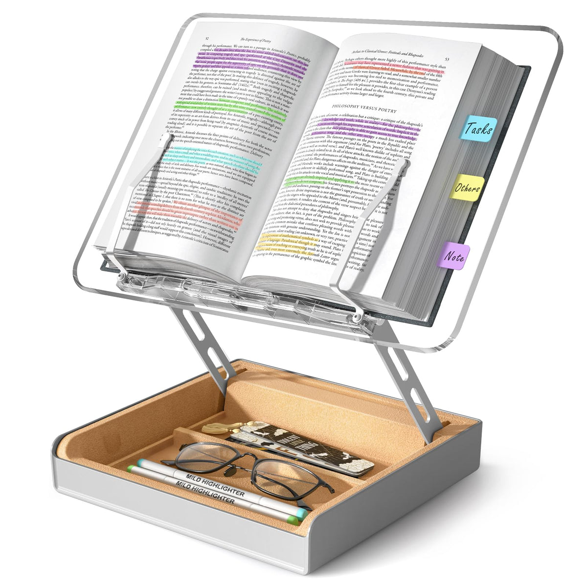 Adjustable Wooden Book Stand With Built-In Storage