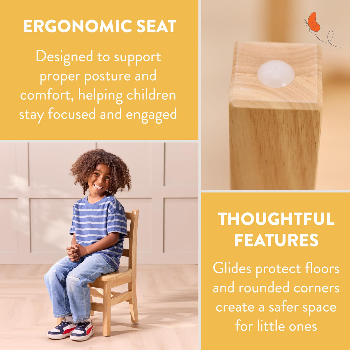 Kids Wooden Table & Chairs 3-Piece Set