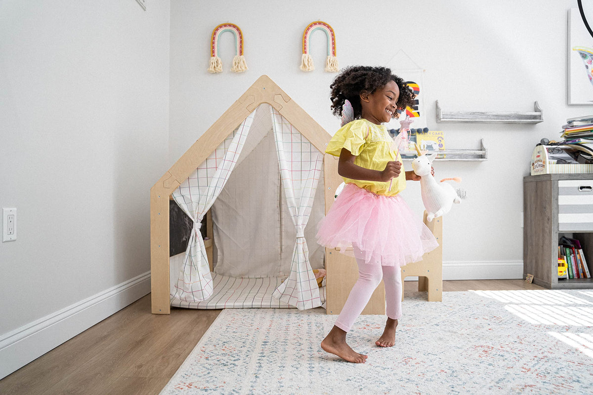 5-in-1 Montessori Wooden Playhouse With Desk