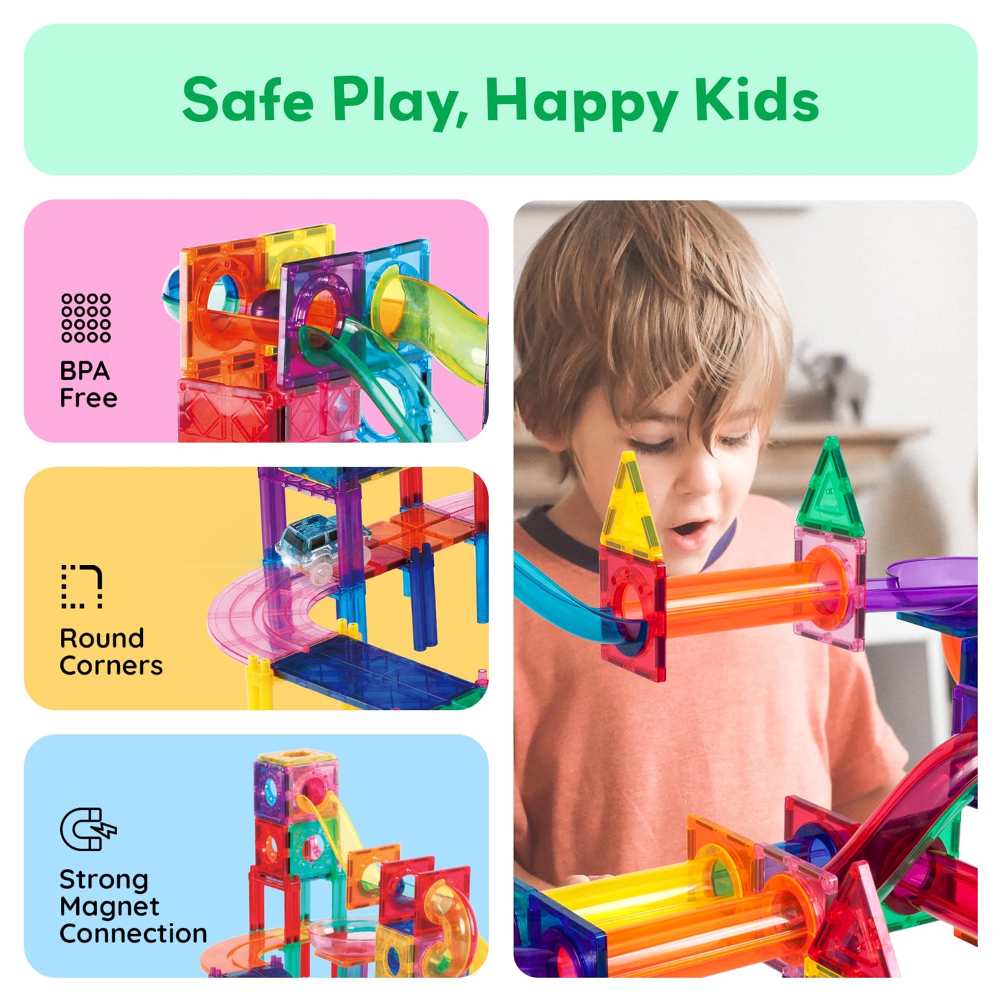 Magnetic Building Tiles for Creative STEM Play