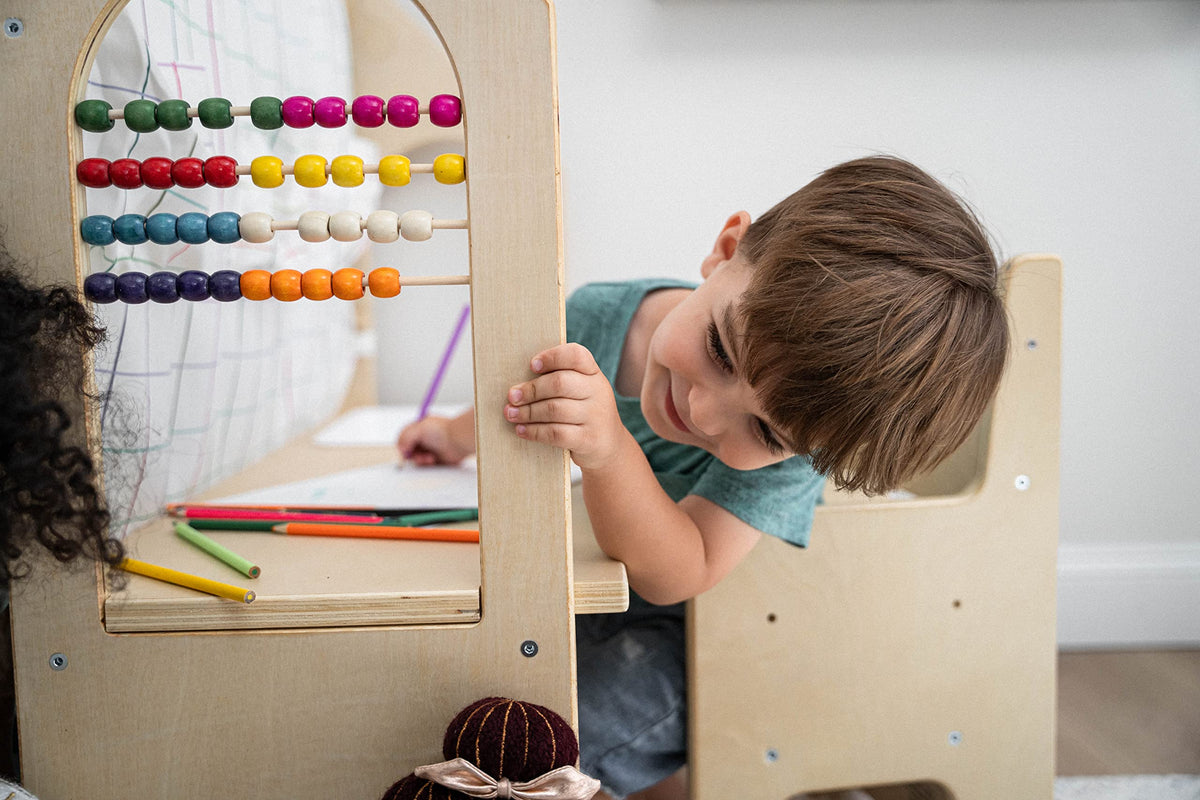 5-in-1 Montessori Wooden Playhouse With Desk