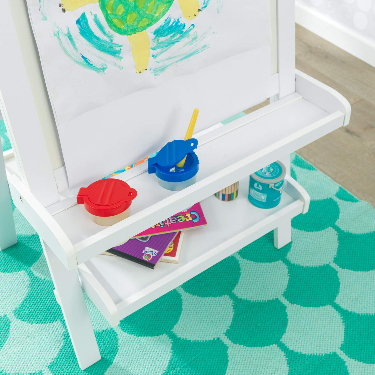Wooden Kids Easel With Chalkboard & Dry Erase