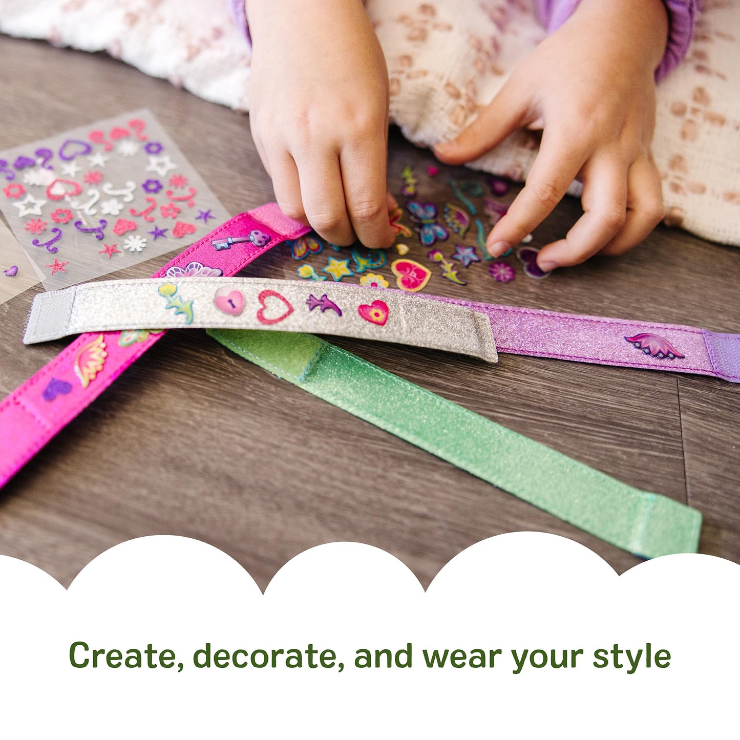 Kids Bracelet Craft Kit With 100+ Sparkle Stickers