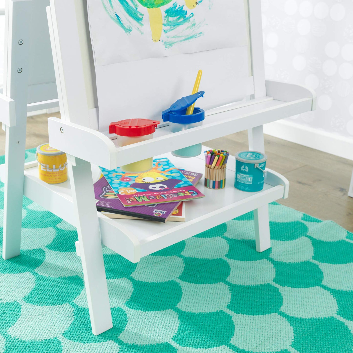 Wooden Kids Easel With Chalkboard & Dry Erase