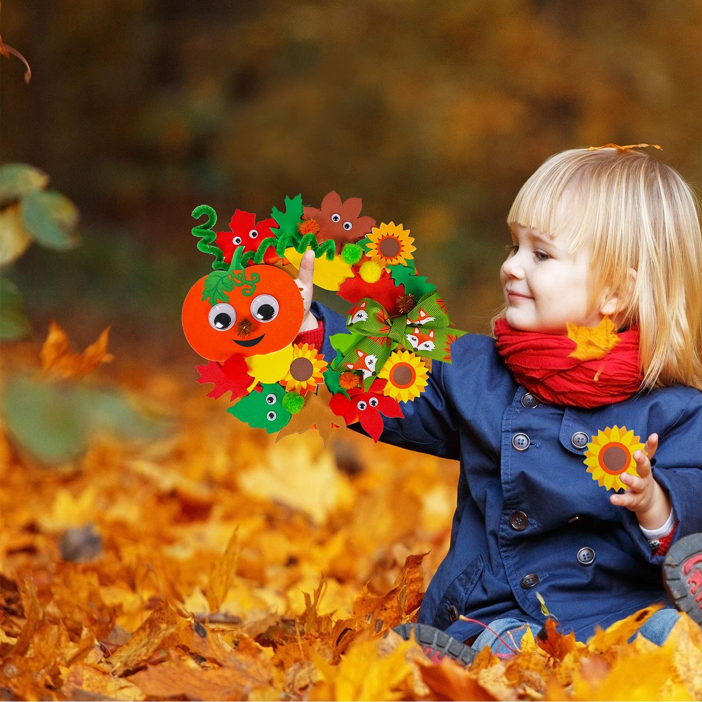 Kids Fall Craft Kit 12-Set With Foam Decorations