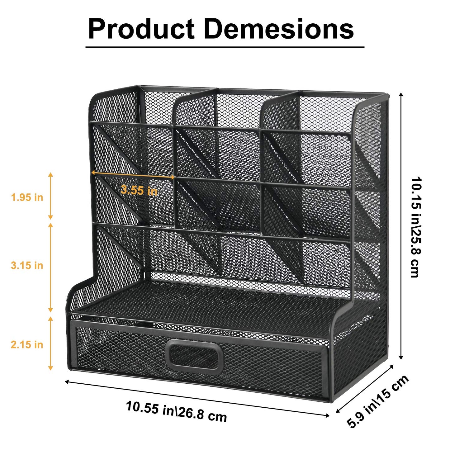Mesh Pen Holder With Drawer & Supply Storage
