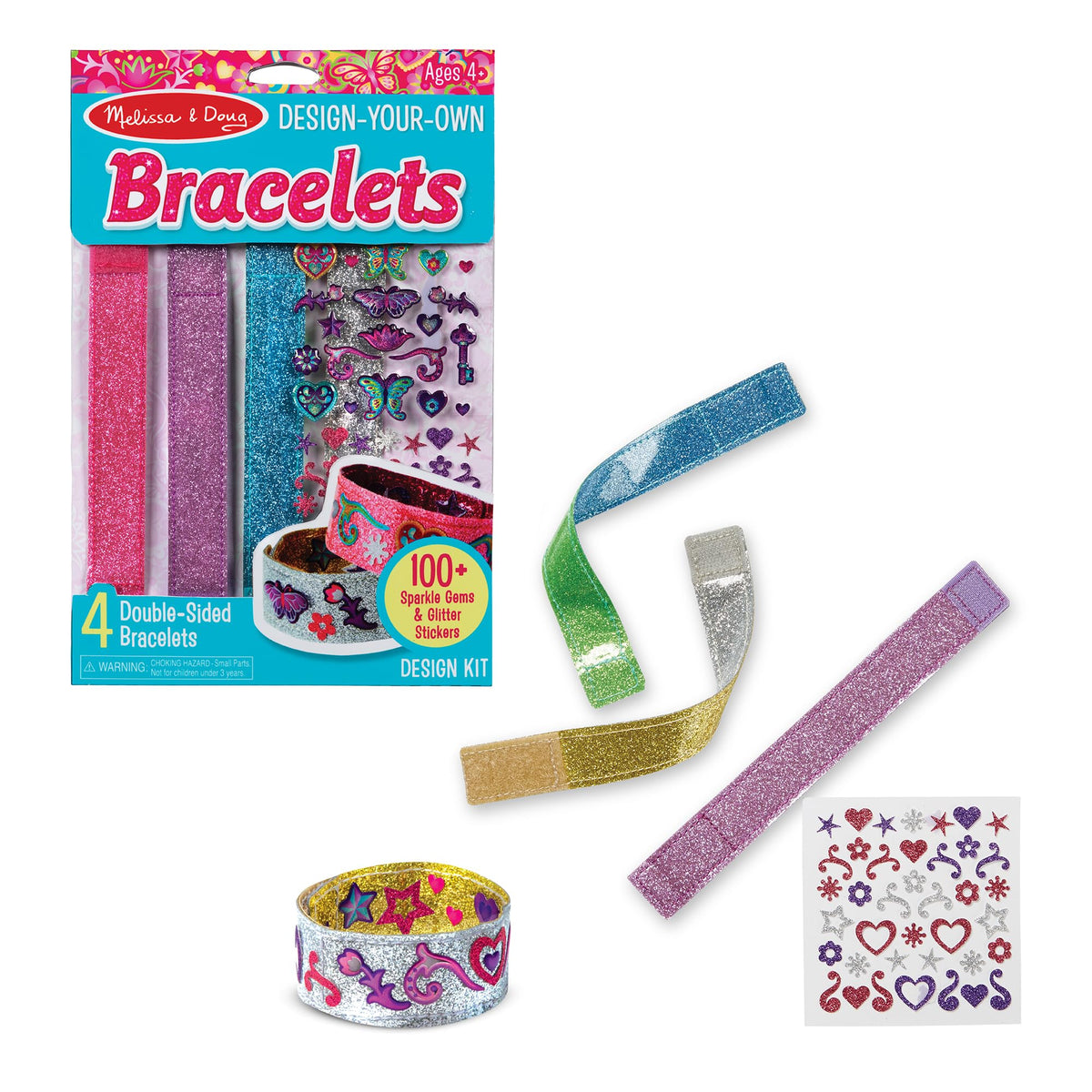 Kids Bracelet Craft Kit With 100+ Sparkle Stickers