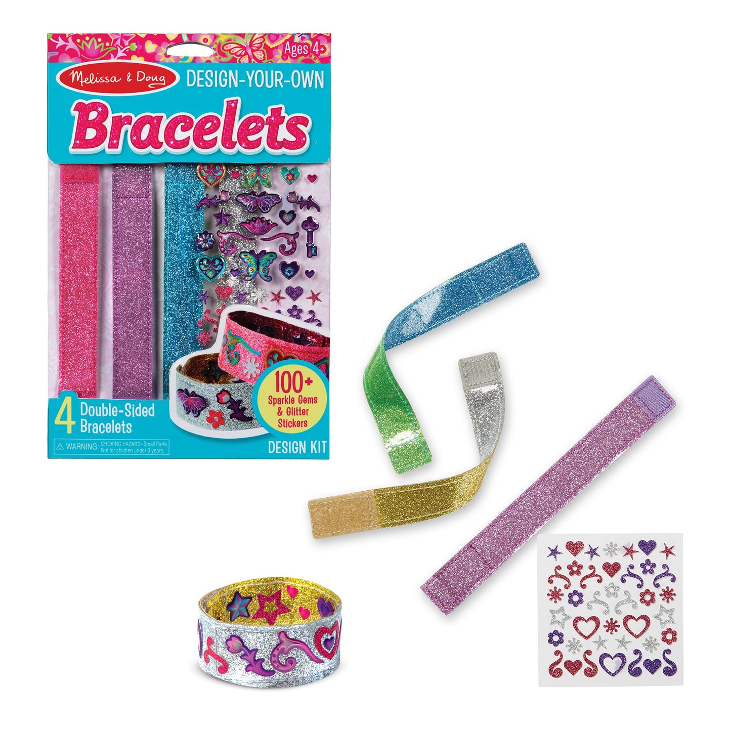 Kids Bracelet Craft Kit With 100+ Sparkle Stickers