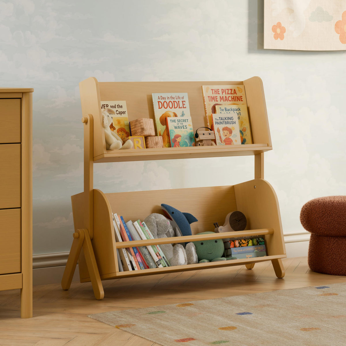 Kids Storage Bookshelf With Open Display Shelves