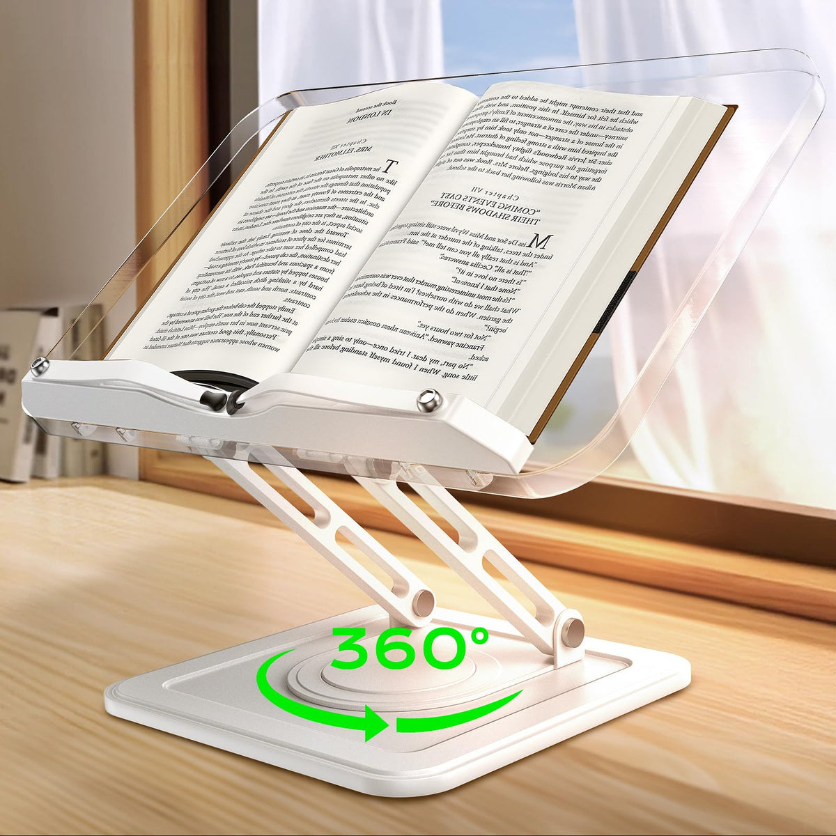 Adjustable Book Stand With Page Holders