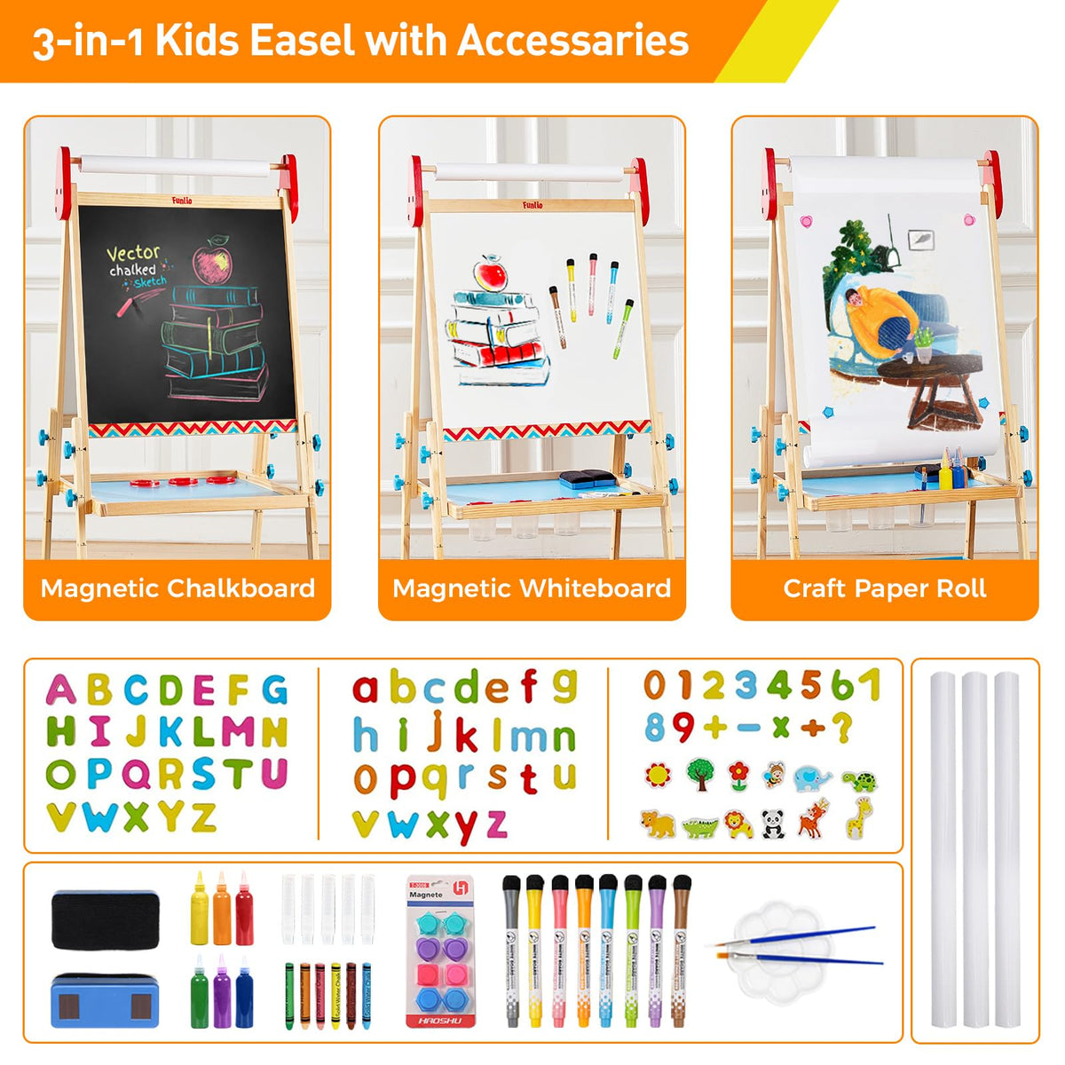Adjustable Kids Art Easel With Anti-Warp Design
