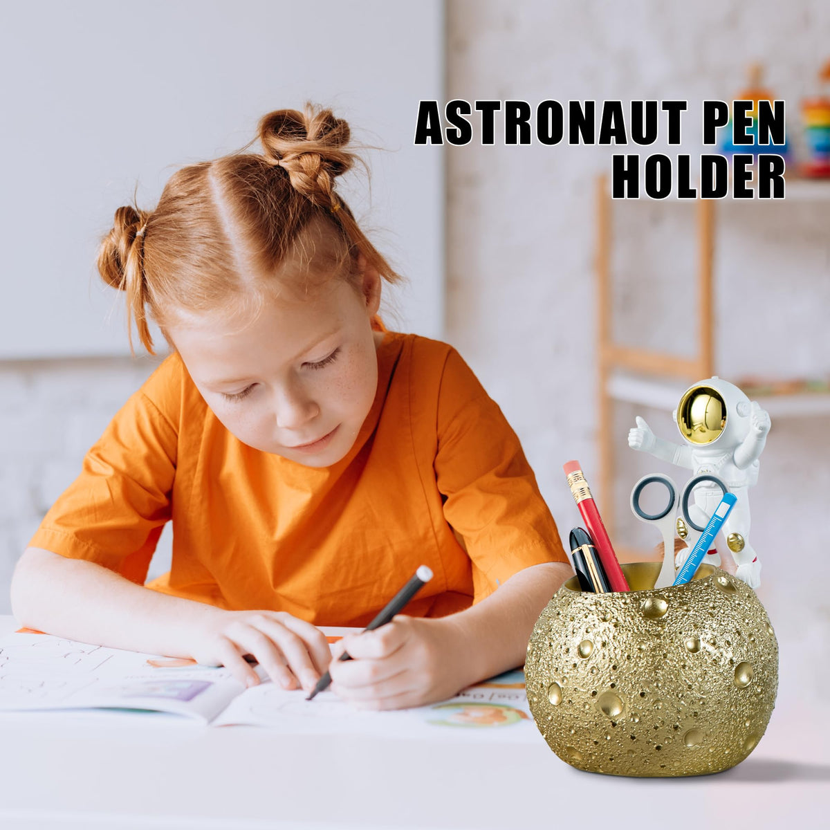 Astronaut Pen Holder With Decorative Desk Storage