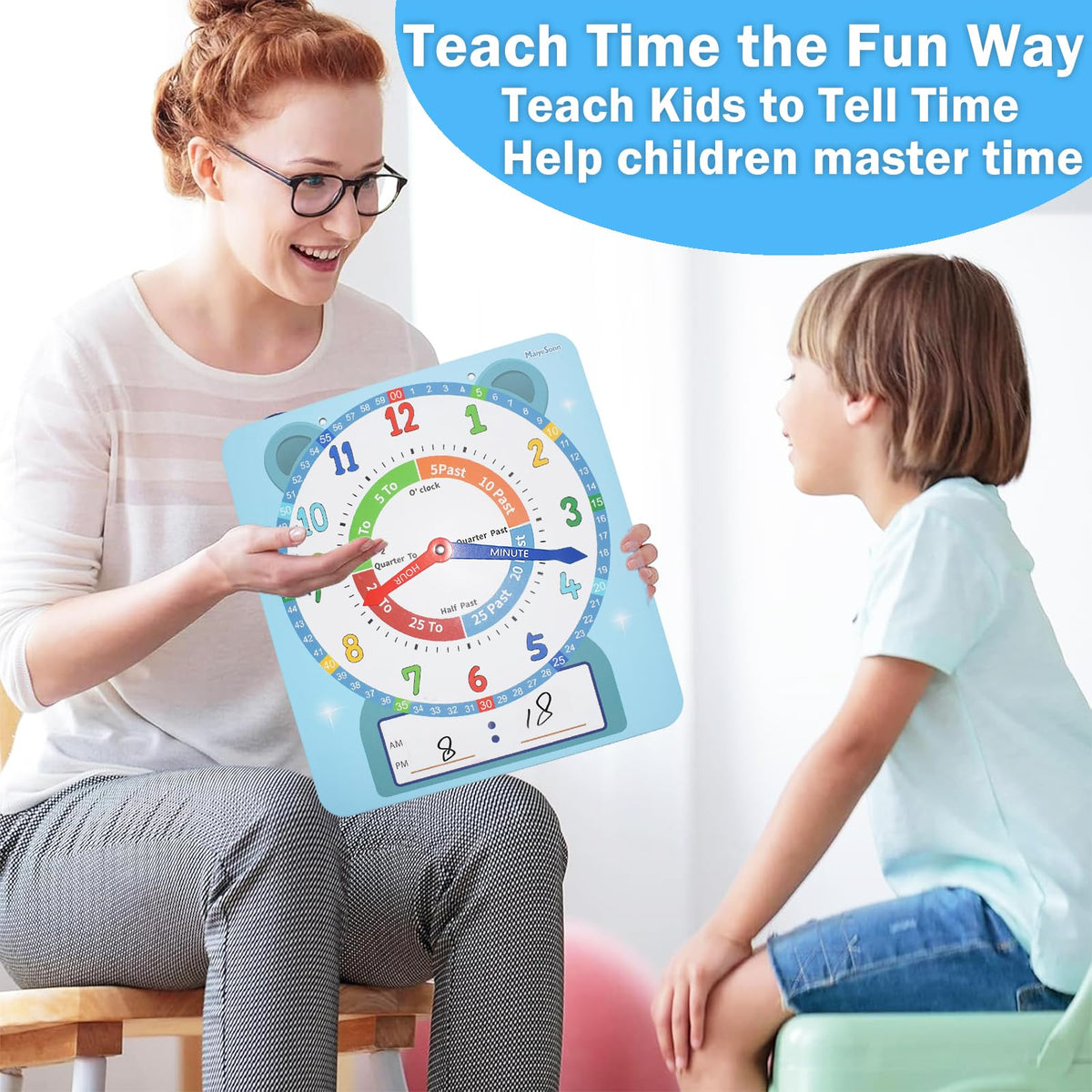 Magnetic Teaching Clock With Dry Erase Surface