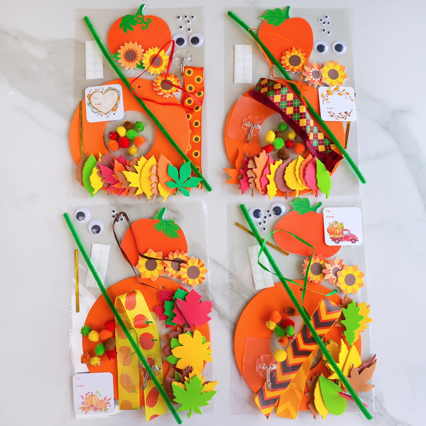 Kids Fall Craft Kit 12-Set With Foam Decorations