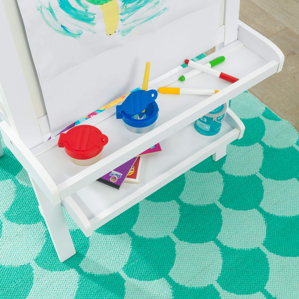 Wooden Kids Easel With Chalkboard & Dry Erase