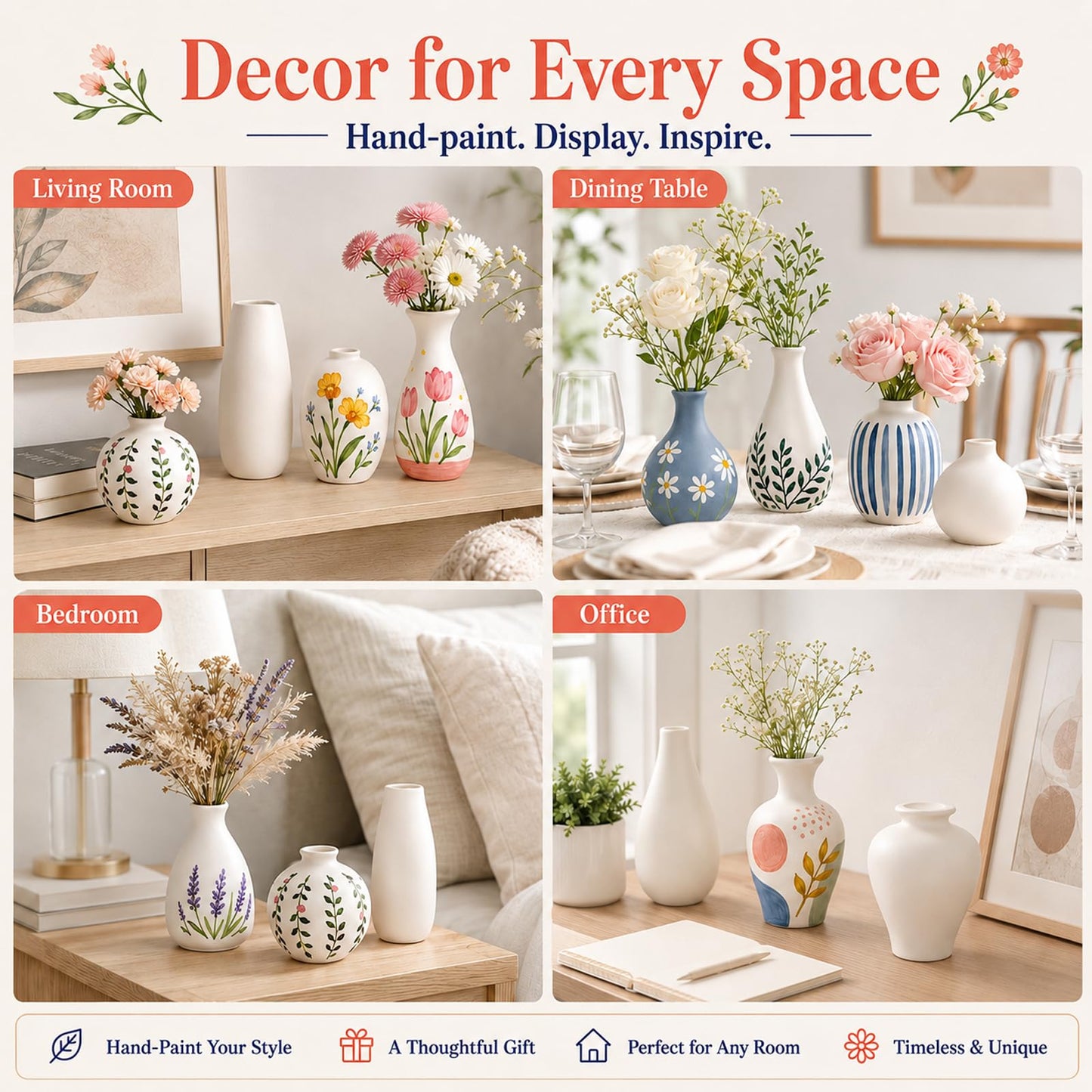 DIY Ceramic Vase Painting Kit 12-Piece Set