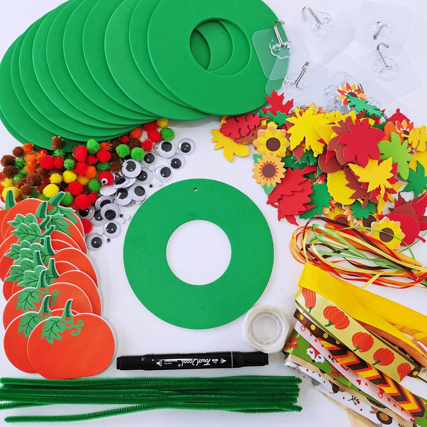 Kids Fall Craft Kit 12-Set With Foam Decorations