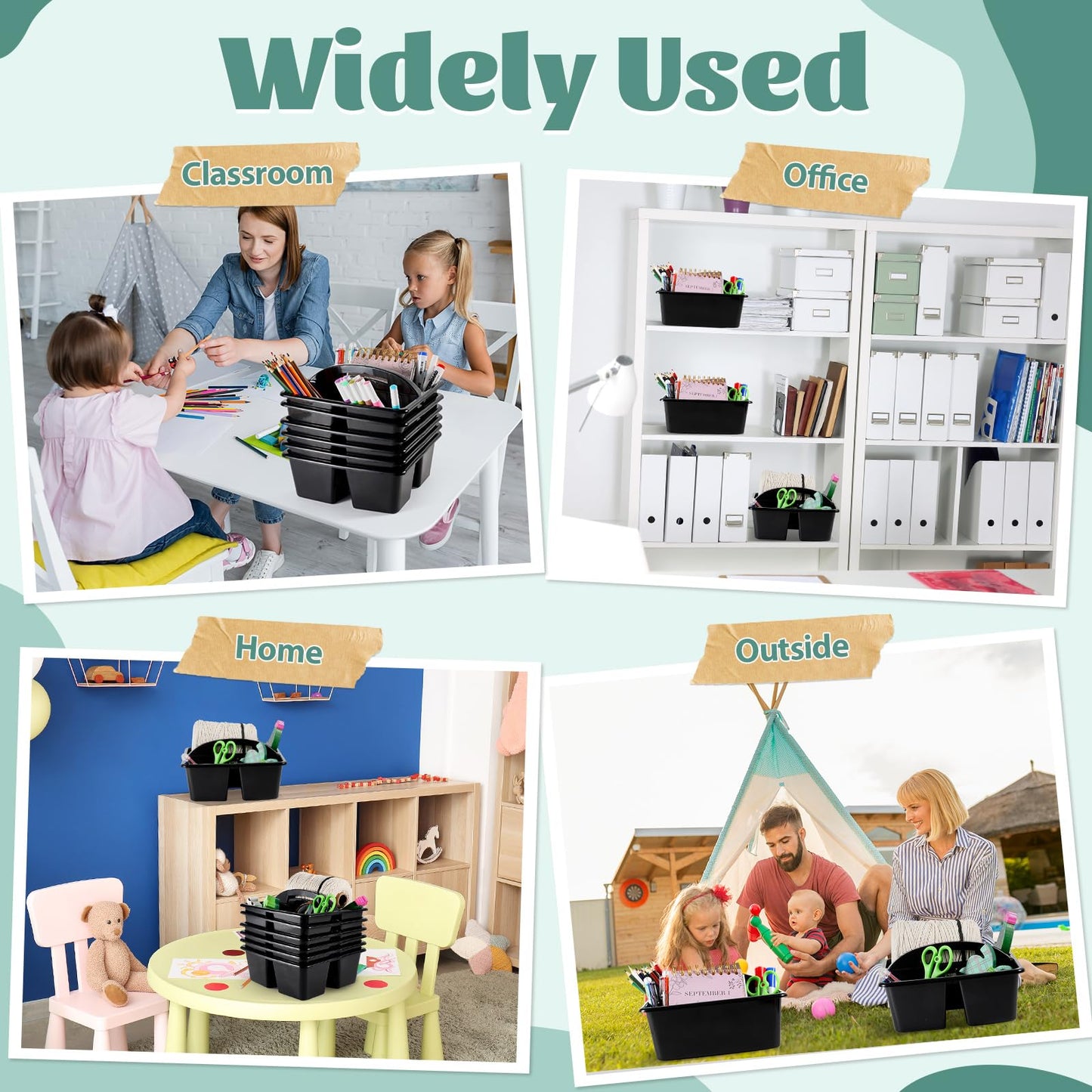 Classroom Storage Caddy 6-Pack With 3 Compartments